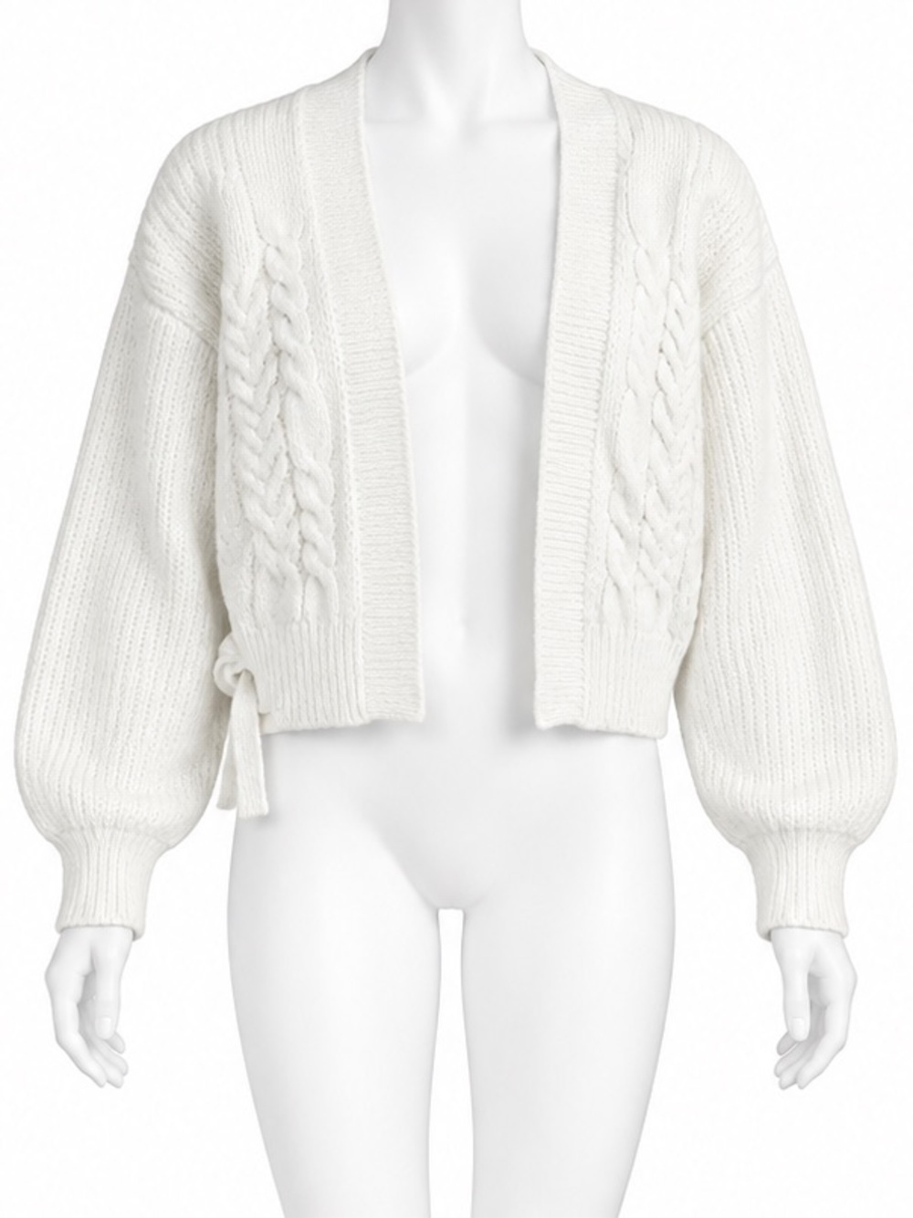 Francesca's Collections White Cable Tie Cardigan size small